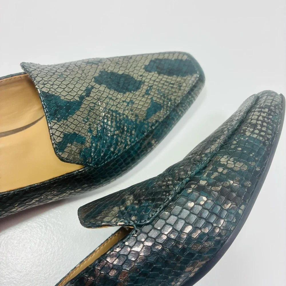 Naturalizer Women Slip-on Loafer 9M Snakeskin Embossed Low Heel Office Career‎